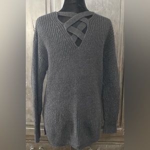 It’s Our Time Black criss cross back sweater. Size Large